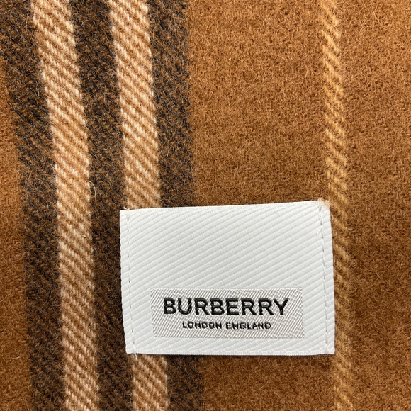 BURBERRY DARK CHESTNUT BROWN SMALL ICON STRIPE SCARF - Picture 5 of 7